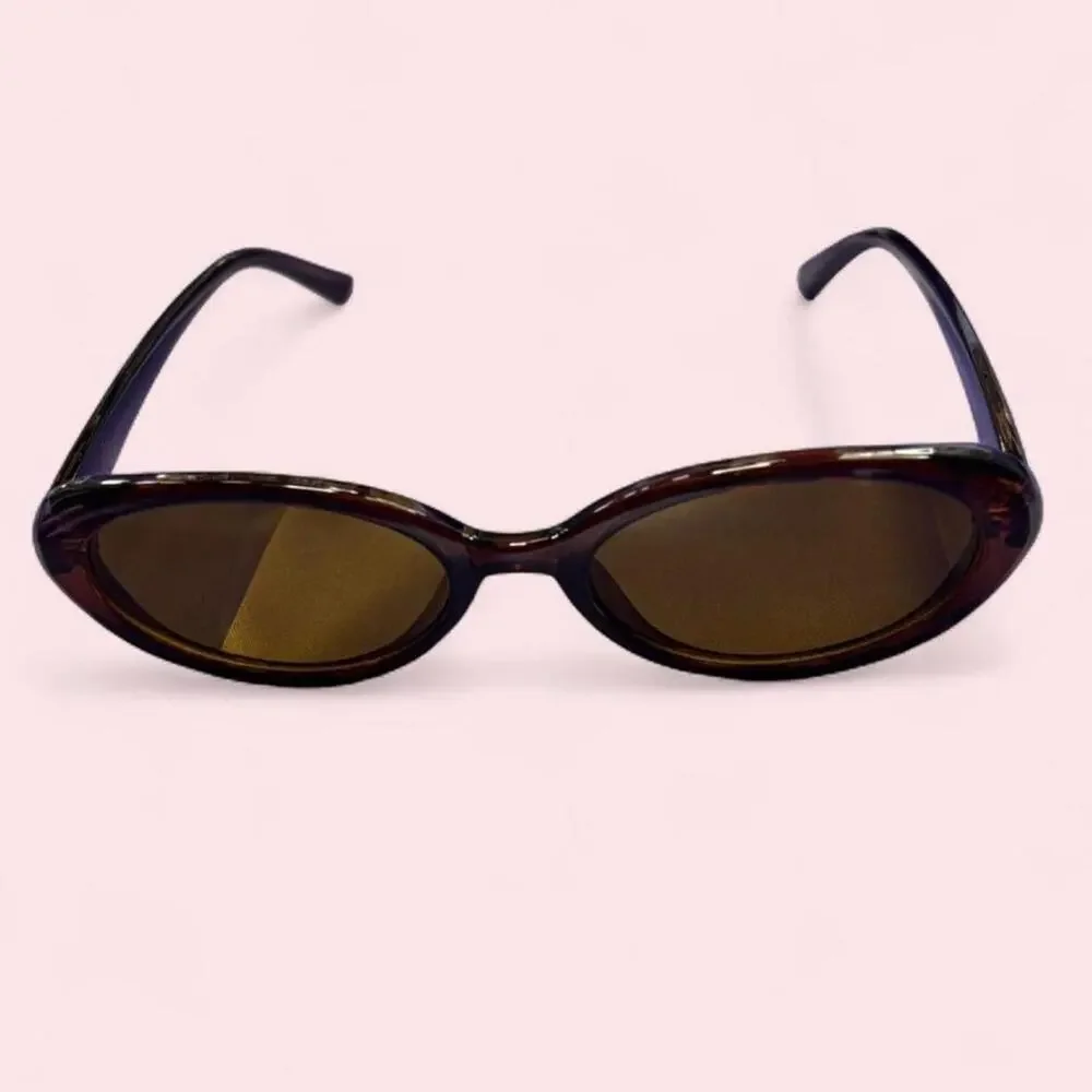 Dark clear brown oval sunglasses y2k retro clean girl
